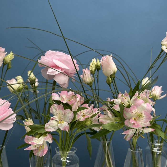 Настольная композиция из семи ваз Розовая свадьба